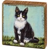 Tuxedo Cat Block Sign - Wood