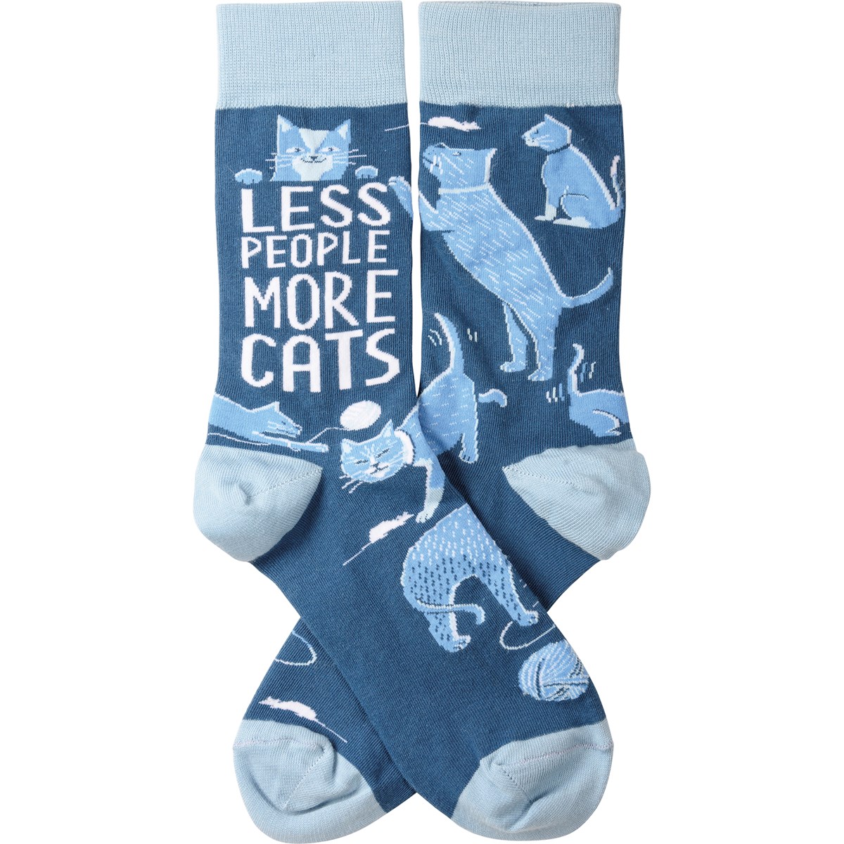 Socks - Less People More Cats - One Size Fits Most - Cotton, Nylon, Spandex