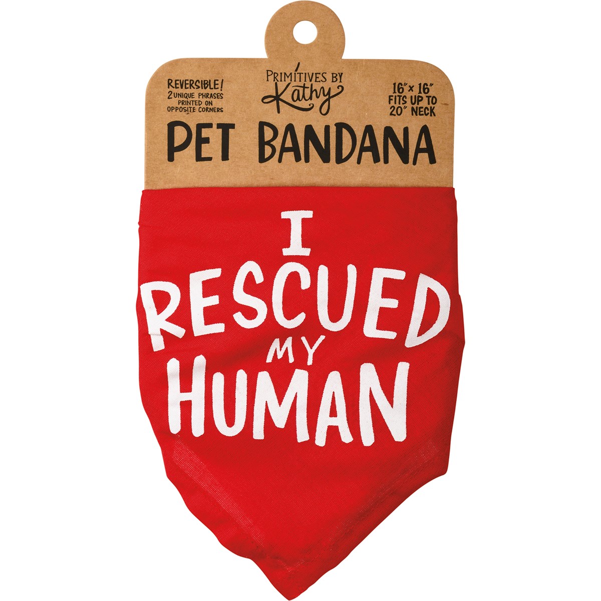 Pet Bandana Sm - Rescued/Sorry - 16" x 16" - Rayon