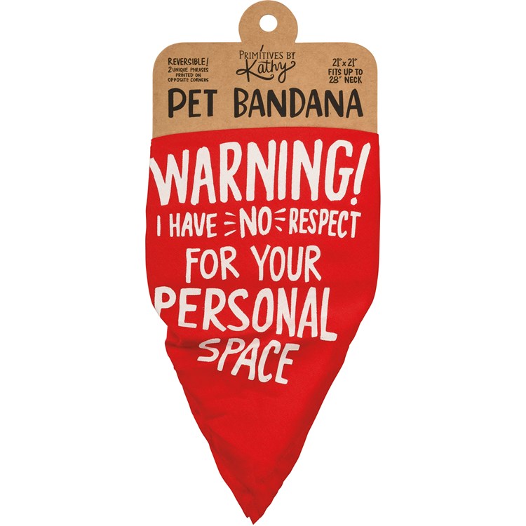 Pet Bandana Lg - Defense/Warning - 21" x 21" - Rayon