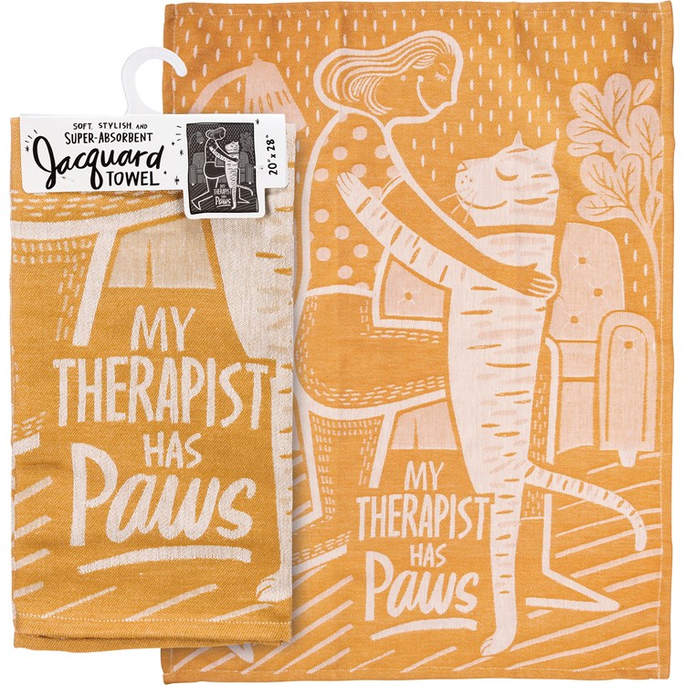 My Therapist Has Paws Cat Kitchen Towel - Cotton