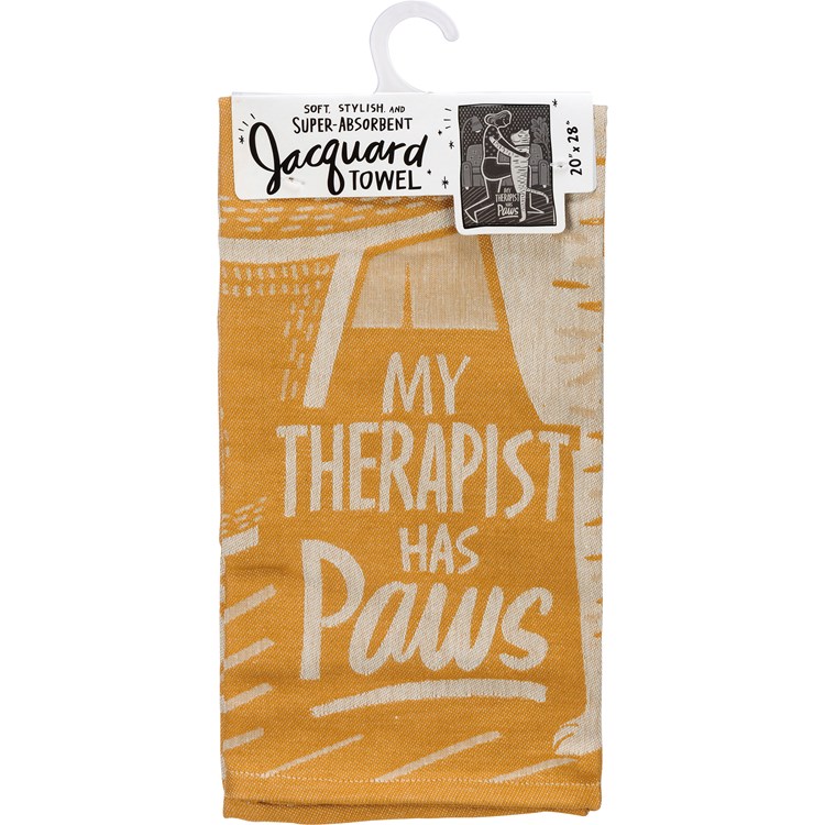 Kitchen Towel - My Therapist Has Paws Cat - 20" x 28"  - Cotton