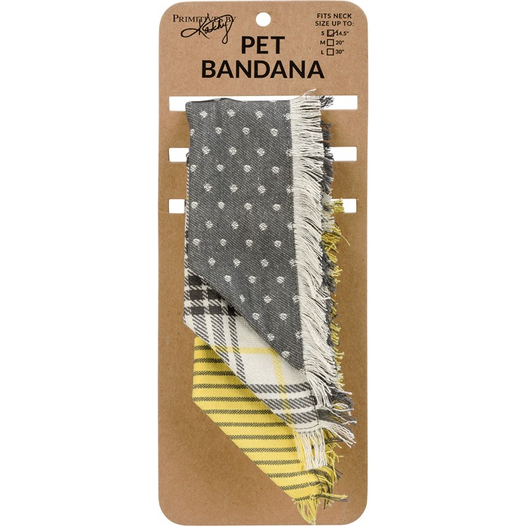 Plaid And Dots Small Pet Bandana Set - Cotton