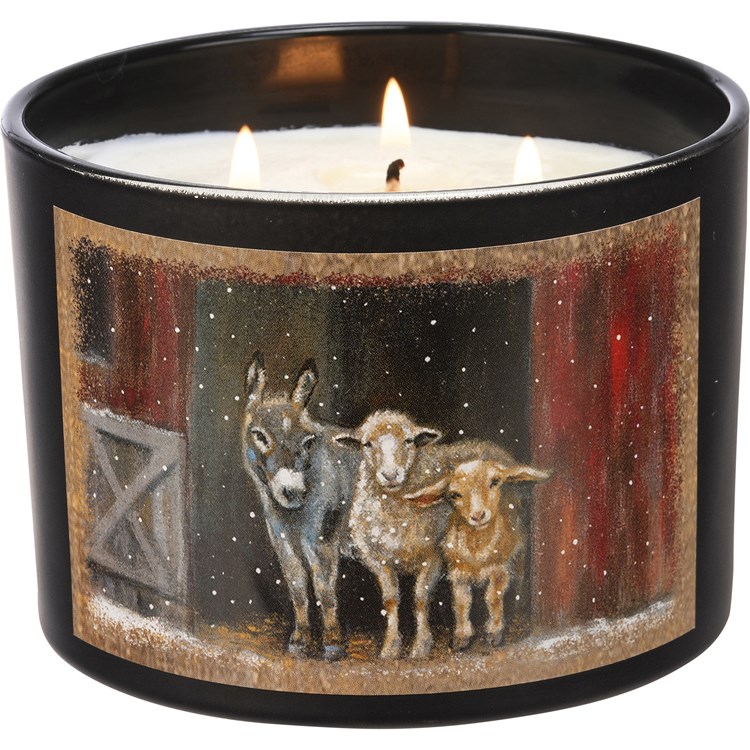 Snowy Farm Family Candle - Soy Wax, Glass, Cotton