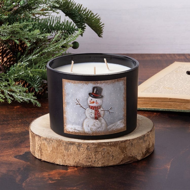 Snowman Candle - Soy Wax, Glass, Cotton