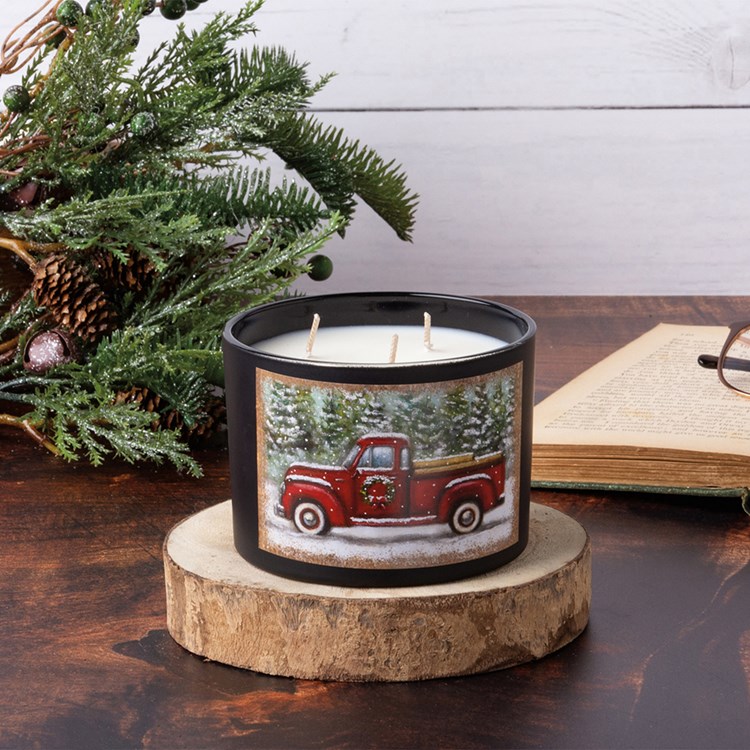 Red Truck Candle - Soy Wax, Glass, Cotton