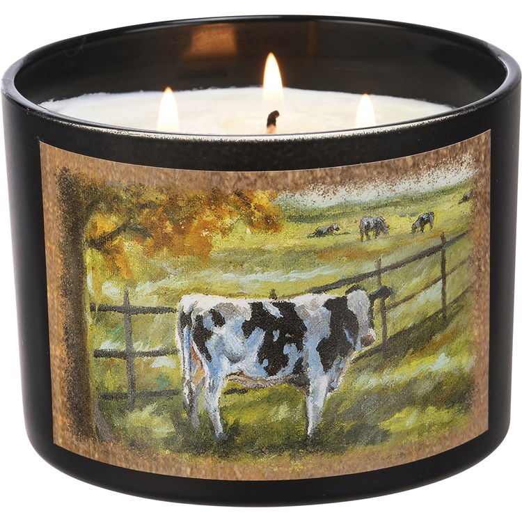 Fall Cows Jar Candle - Soy Wax, Glass, Cotton