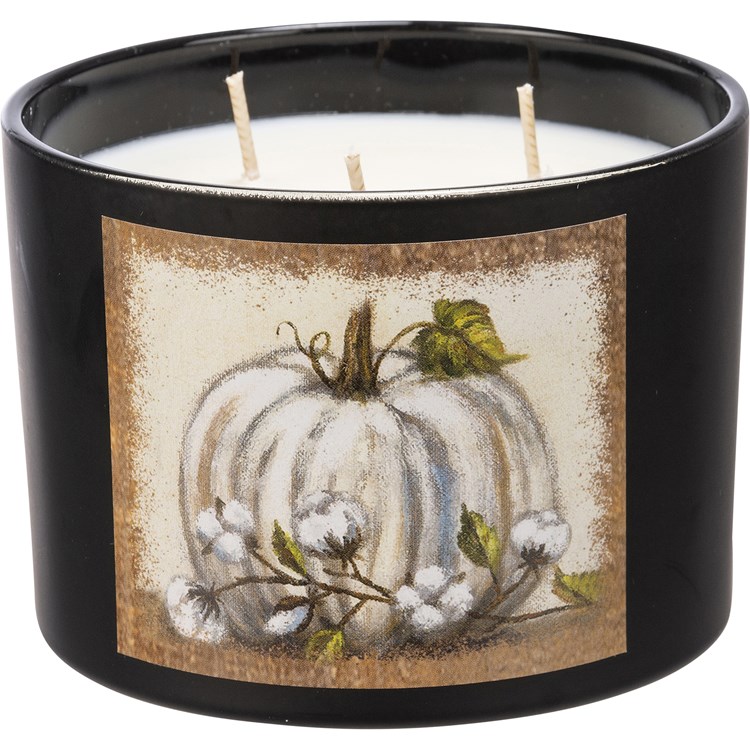 Jar Candle - White Pumpkin - 14 oz., 4.50" Diameter x 3.25" - Soy Wax, Glass, Cotton