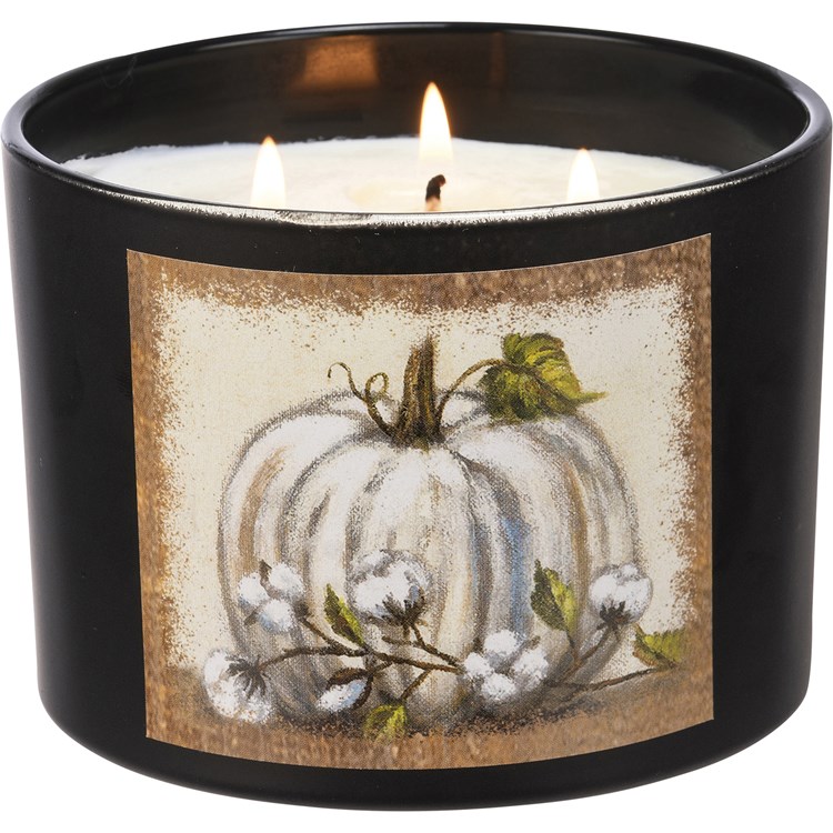 White Pumpkin Jar Candle - Soy Wax, Glass, Cotton