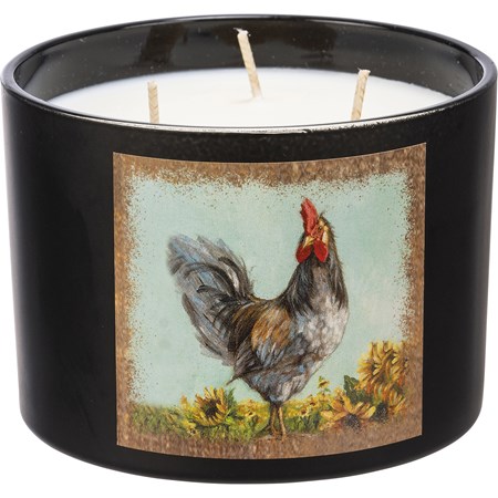 Jar Candle - Rooster - 14 oz., 4.50" Diameter x 3.25" - Soy Wax, Glass, Cotton