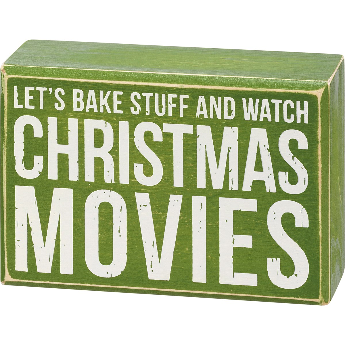 Bake Stuff And Watch Movies Box Sign And Sock Set - Wood, Cotton, Nylon, Spandex, Ribbon