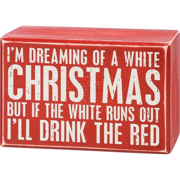 A White Christmas Box Sign And Sock Set - Wood, Cotton, Nylon, Spandex, Ribbon