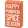 Happy Pumpkin Spice Season Box Sign And Sock Set - Wood, Cotton, Nylon, Spandex, Ribbon