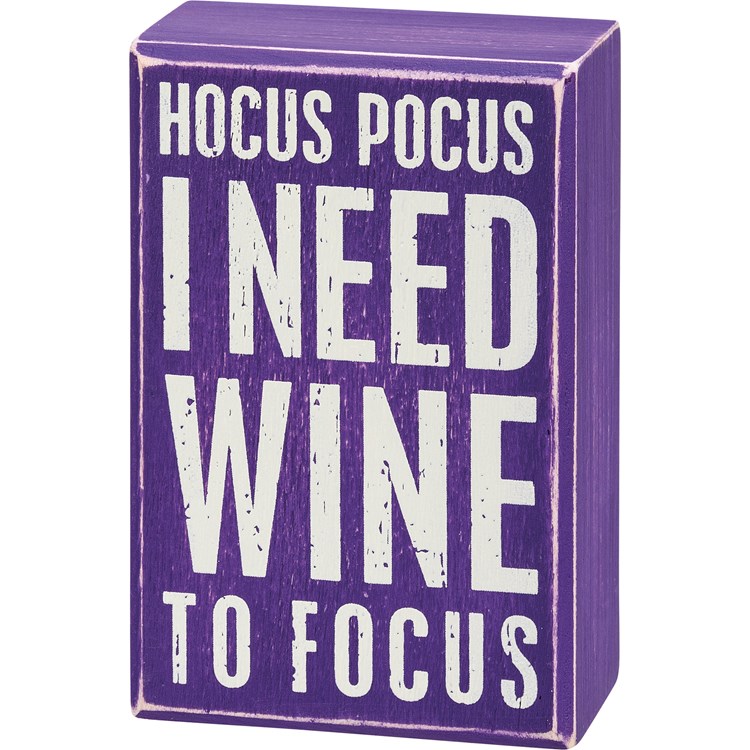 Hocus Pocus I Need Wine Box Sign And Sock Set - Wood, Cotton, Nylon, Spandex, Ribbon