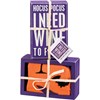 Hocus Pocus I Need Wine Box Sign And Sock Set - Wood, Cotton, Nylon, Spandex, Ribbon