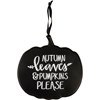 Hanging Decor- Autumn Leaves & Pumpkins Please - 9" x 9" - Metal, Fabric