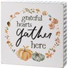 Grateful Hearts Gather Here Box Sign - Wood, Paper