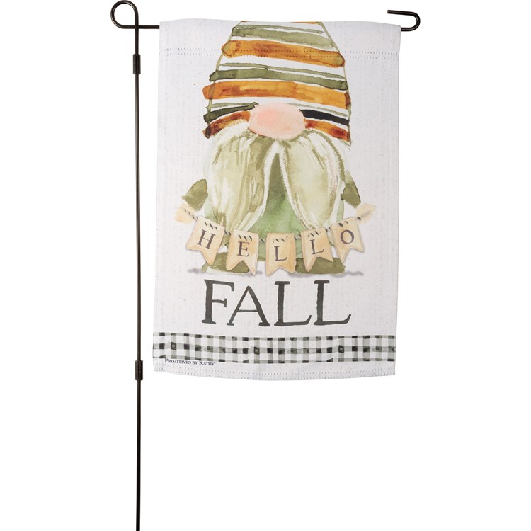 Hello Fall Gnome Garden Flag - Polyester