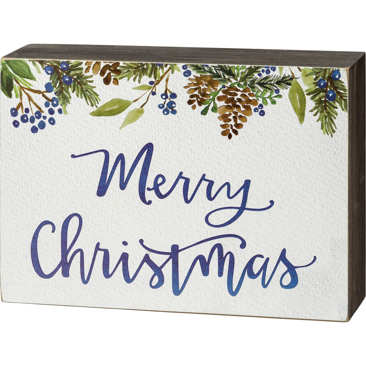 Merry Christmas Box Sign - Wood, Paper