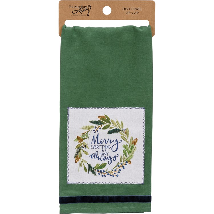 Merry Everything Happy Always Kitchen Towel - Cotton, Velvet
