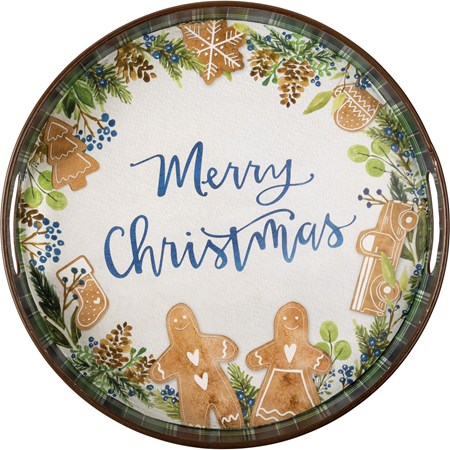 Merry Christmas Tray - Metal, Paper
