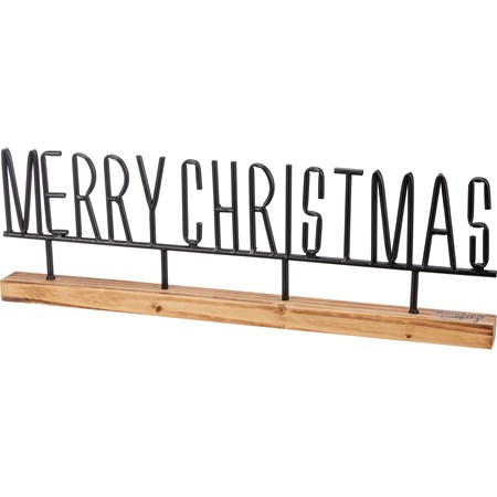 Sitter - Merry Christmas - 20" x 6.25" x 1.50" - Metal, Wood