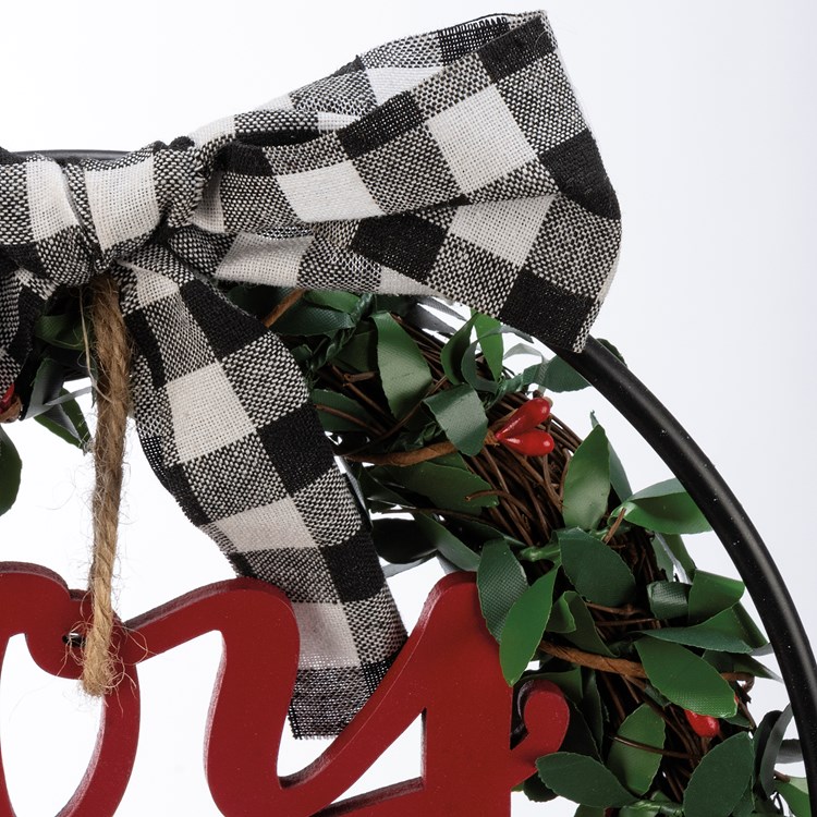 Joy Wreath Sitter - Metal, Plastic, Wood, Cotton, Jute