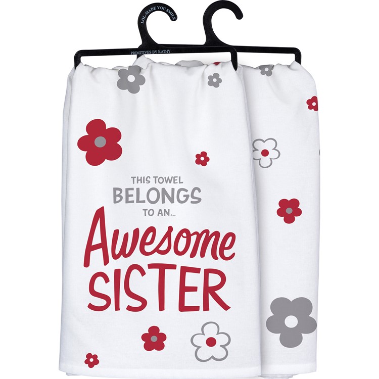 Kitchen Towel - Awesome Sister  - 28" x 28" - Cotton