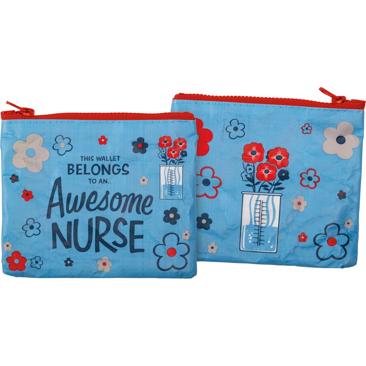 Zipper Wallet - Awesome Nurse - 5.25" x 4.25" - Post-Consumer Material, Plastic, Metal