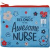 Zipper Wallet - Awesome Nurse - 5.25" x 4.25" - Post-Consumer Material, Plastic, Metal