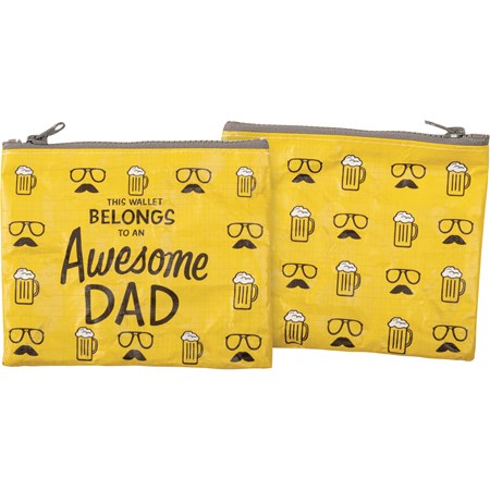 Zipper Wallet - Awesome Dad - 5.25" x 4.25" - Post-Consumer Material, Metal