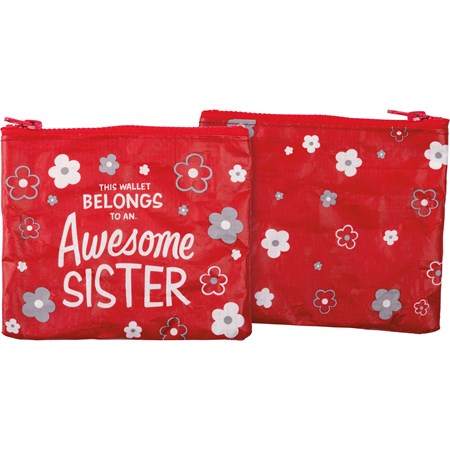 Zipper Wallet - Awesome Sister   - 5.25" x 4.25" - Post-Consumer Material, Metal