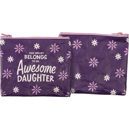 Zipper Wallet - Awesome Daughter  - 5.25" x 4.25" - Post-Consumer Material, Metal