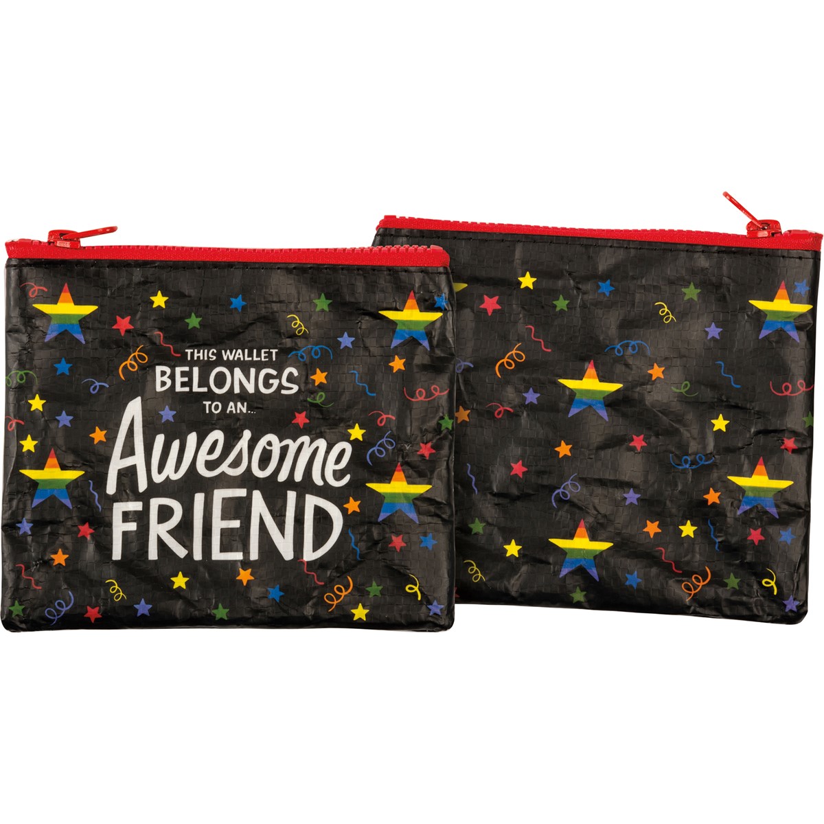 Awesome Friend Zipper Wallet - Post-Consumer Material, Plastic, Metal