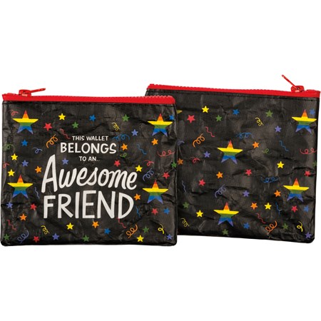 Zipper Wallet - Awesome Friend  - 5.25" x 4.25" - Post-Consumer Material, Metal