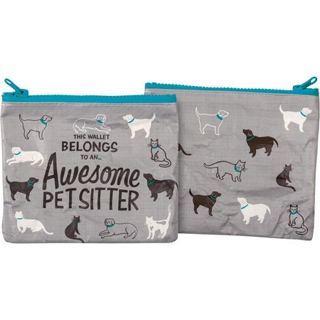 Zipper Wallet - Awesome Pet Sitter - 5.25" x 4.25" - Post-Consumer Material, Metal