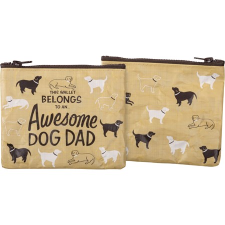 Zipper Wallet - Awesome Dog Dad - 5.25" x 4.25" - Post-Consumer Material, Metal