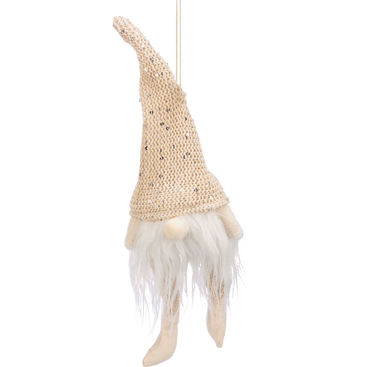 Cream Gnome Ornament - Polyester, Plastic, LED