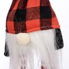 Red And Black Buffalo Check Gnome Ornament - Polyester, Cotton, Plastic, LED