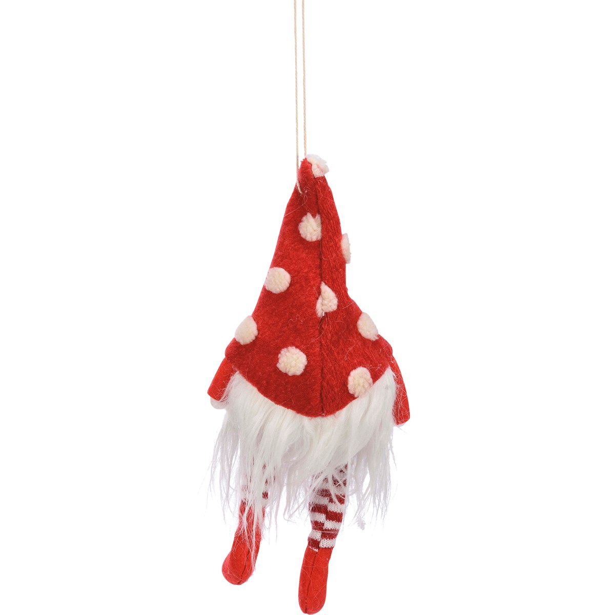 Ornament - Red Polka Dot Gnome - 4.75" x 12" x 3.50" - Polyester, Plastic, LED