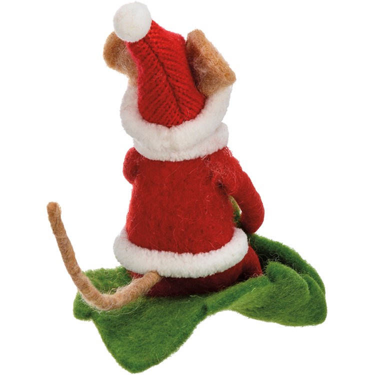 Santa Mouse Sledding Critter - Felt, Polyester, Plastic