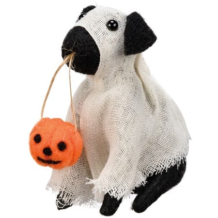 Critter - Ghost Dog - 3" x 4" x 3.50" - Wool, Polyester, Plastic