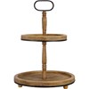 Tray - Two Tiered Round Light - 15" Diameter x 22" - Wood, Metal