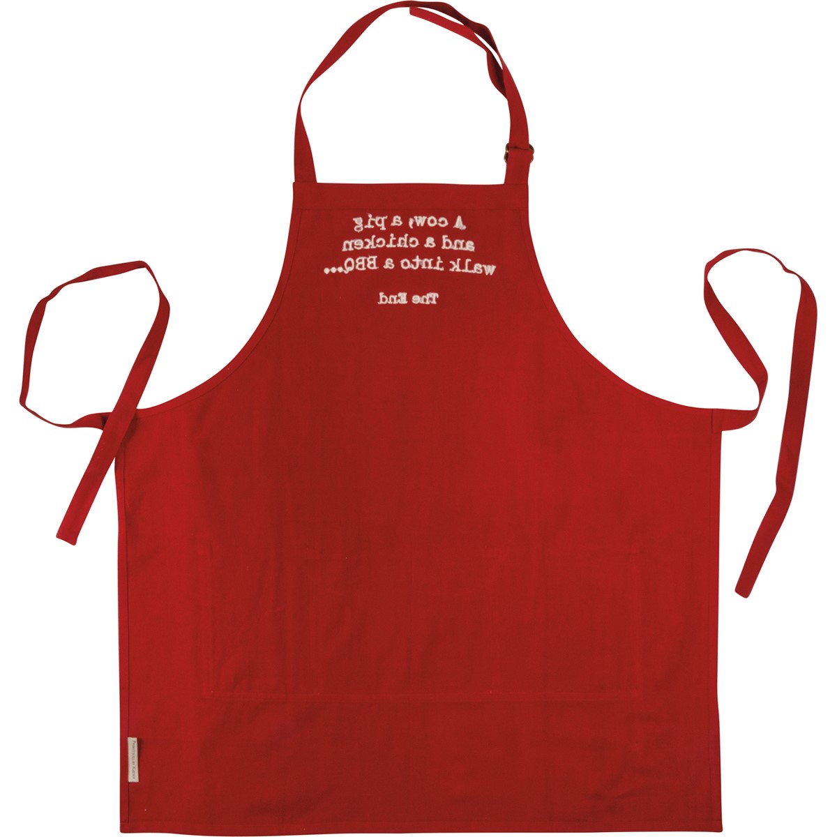 Cow Pig & Chicken Walk Into A BBQ The End Apron - Cotton, Metal