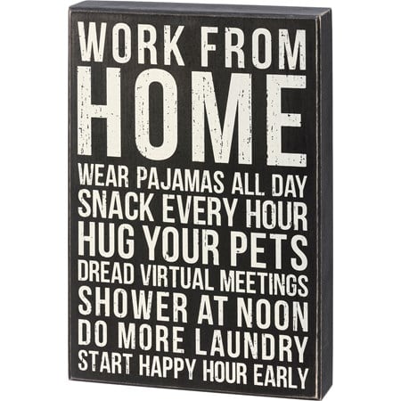 Box Sign - Work From Home - 8" x 12" x 1.75" - Wood