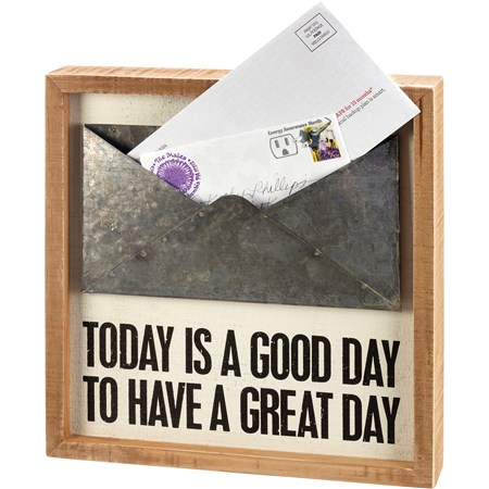 Inset Box Sign - Today Is A Good Day - 11.50" x 11" x 1.75" - Wood, Metal