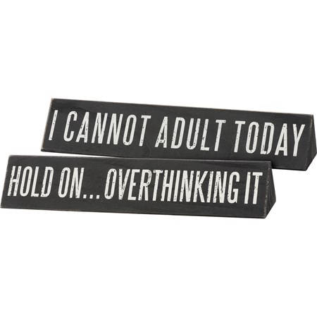 Desk Plate - Hold On Overthinking It - 10" x 1.75" x 2.50" - Wood