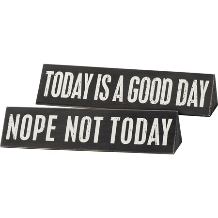 Desk Plate - Nope Not Today - 9.50" x 2" x 2.50" - Wood