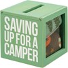 Saving Up For A Camper Bank And Socks Set - Wood, Glass, Cotton, Nylon, Spandex, Ribbon