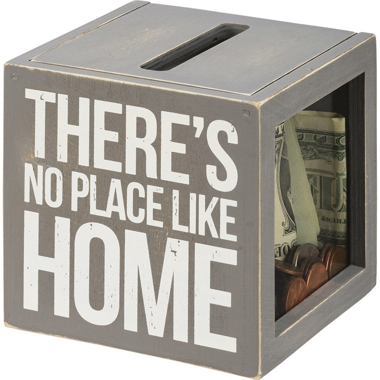 There's No Place Like Home Bank And Socks Set - Wood, Glass, Cotton, Nylon, Spandex, Ribbon